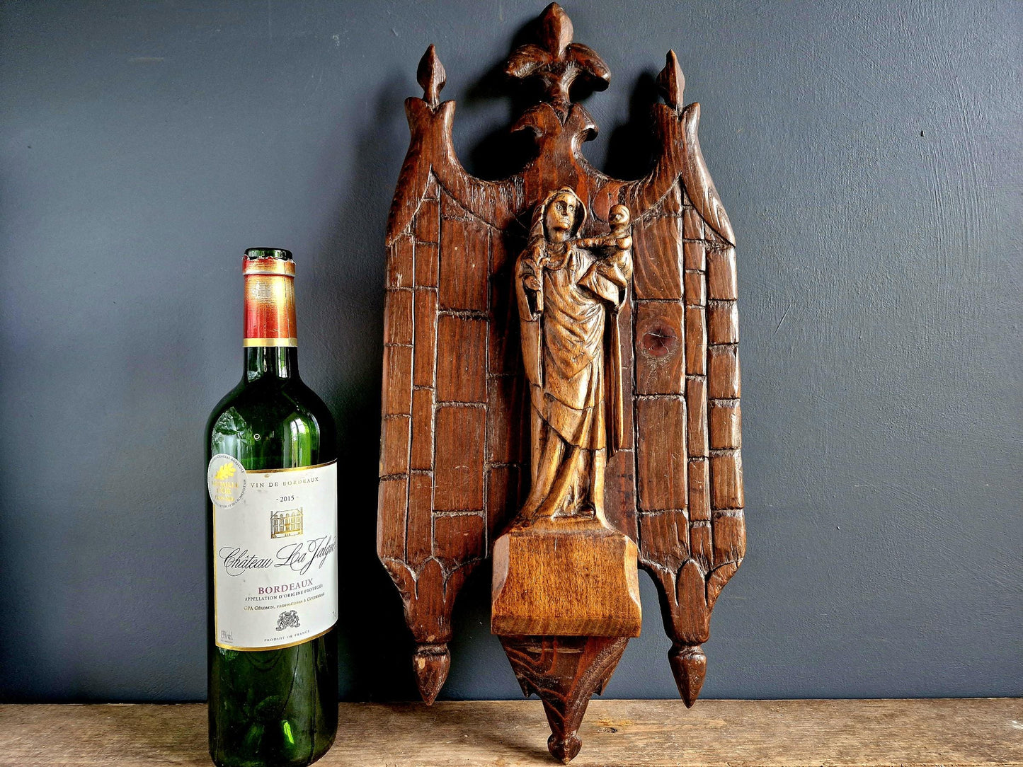 Jesus Christ antique wooden religious wall art.