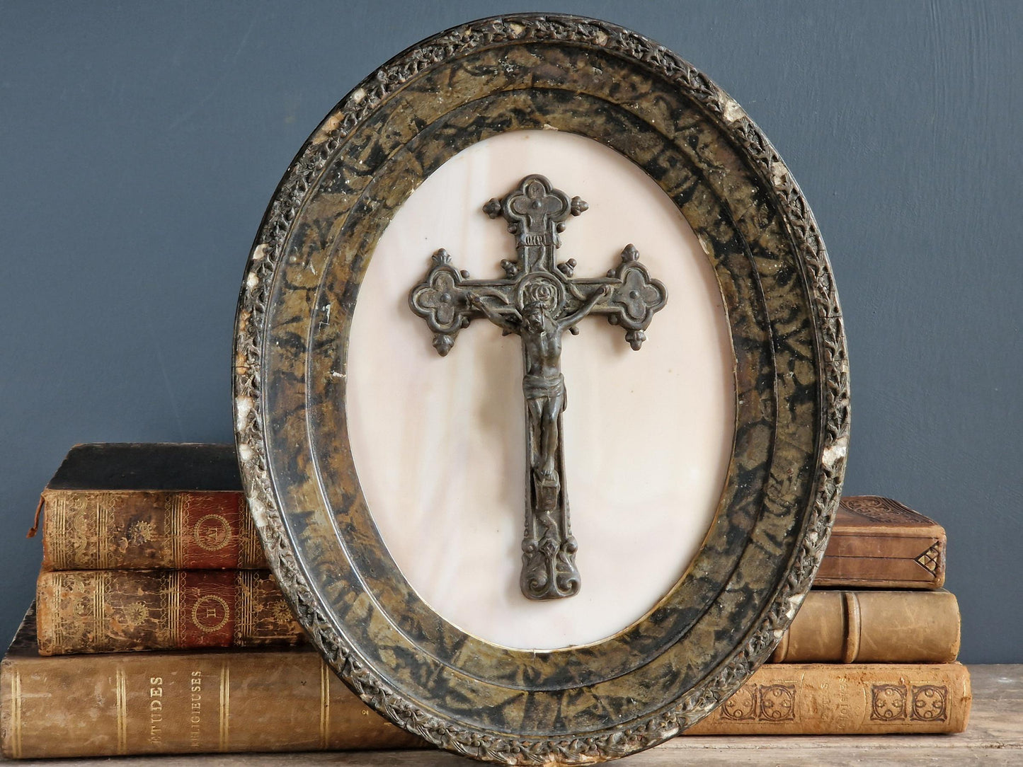 French Catholic antique crucifix Wall hanging.
