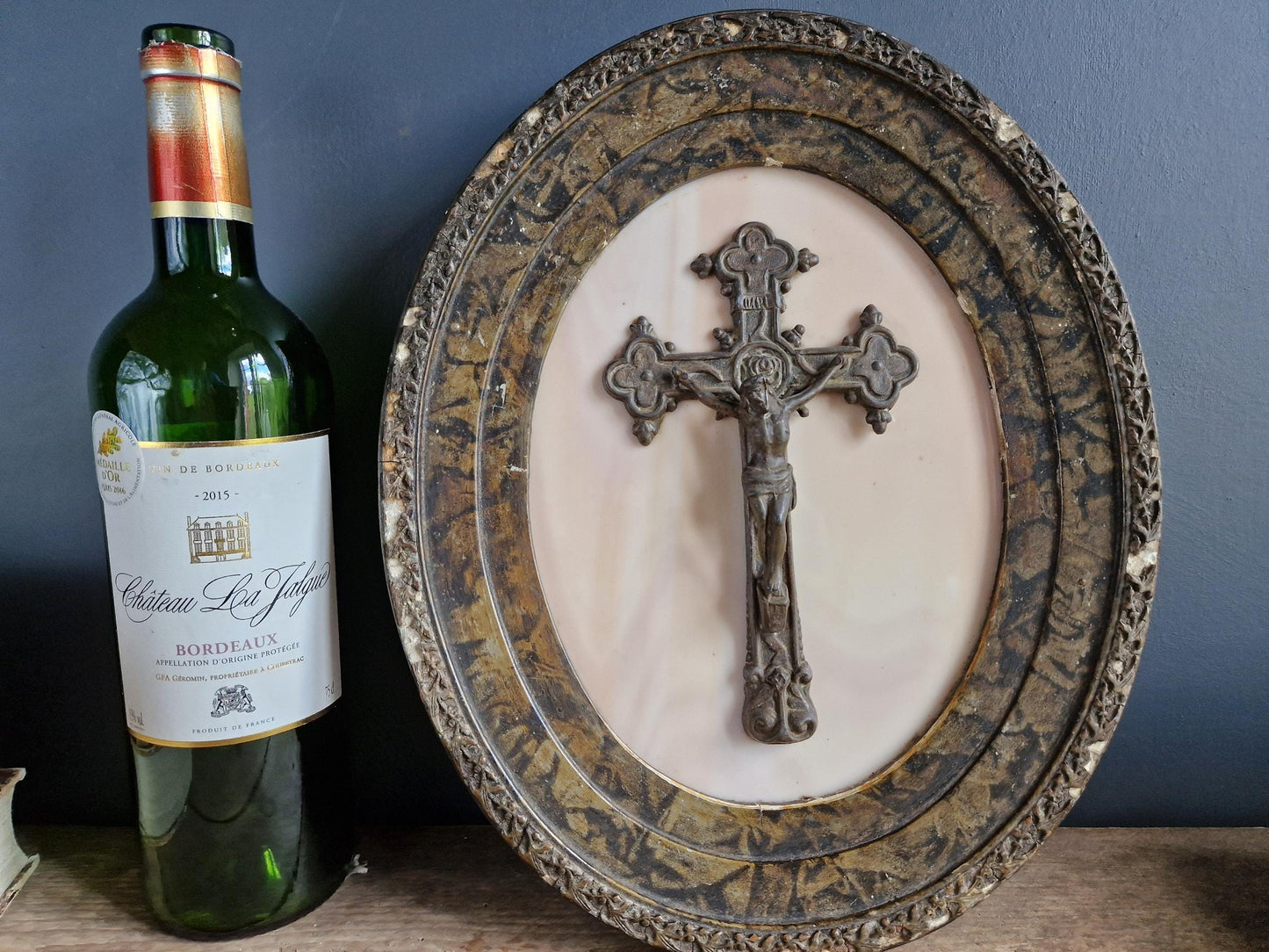 French Catholic antique crucifix Wall hanging.