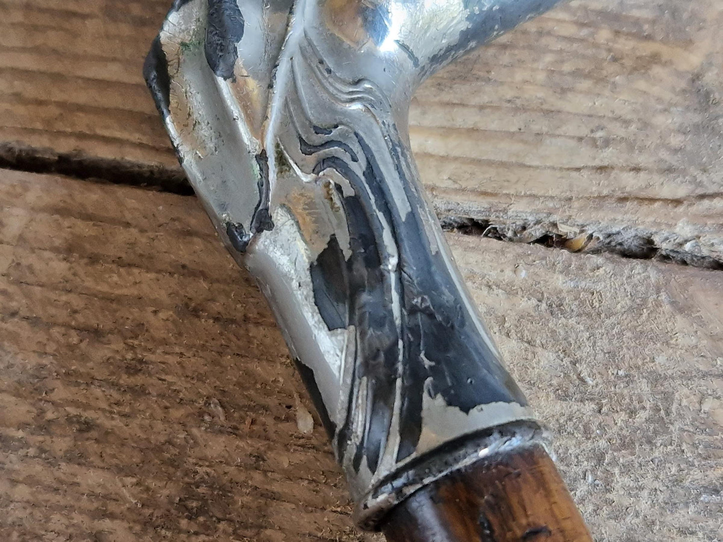 French Art Nouveau walking cane. Dogs head antique walking stick.