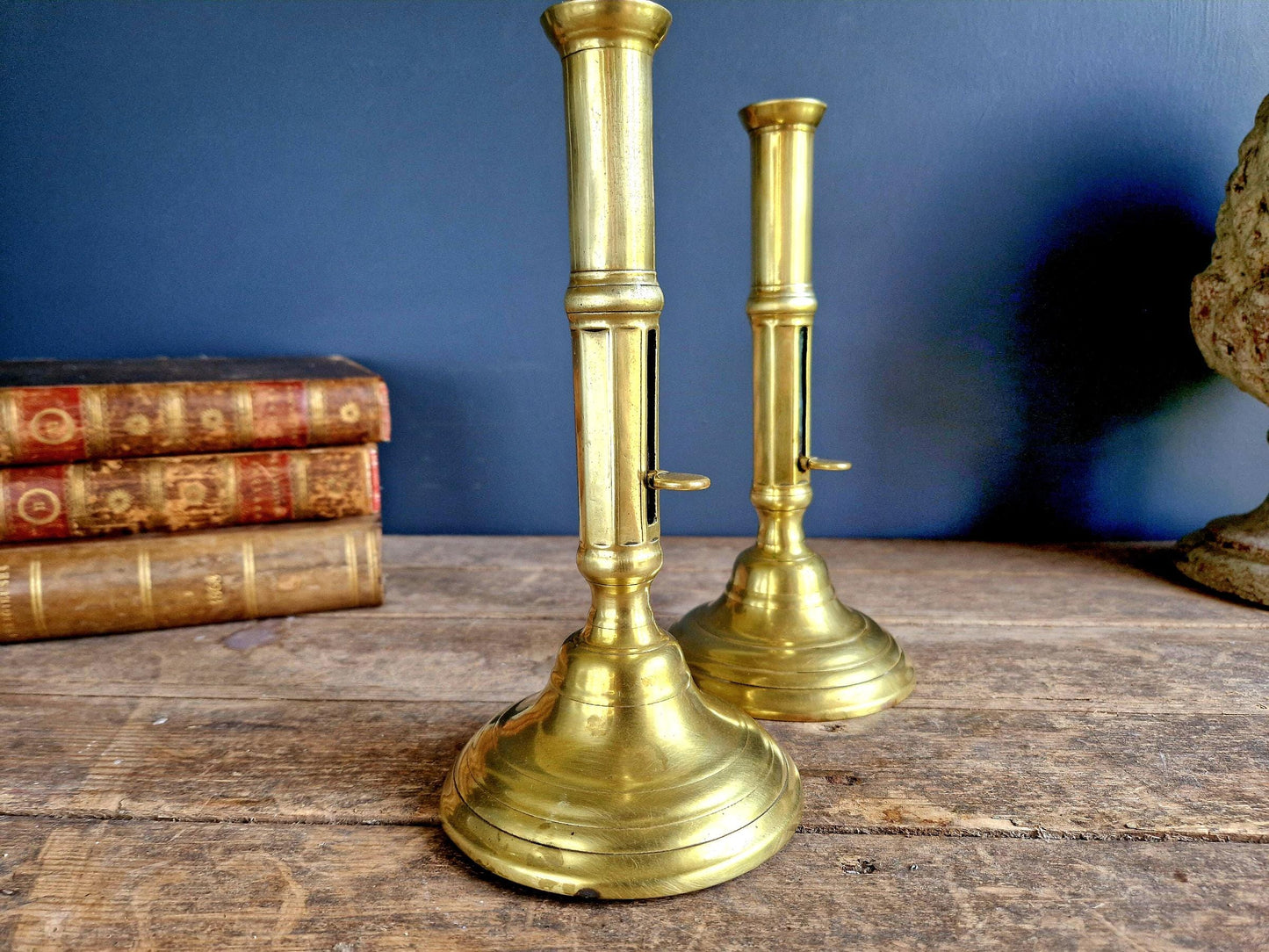French antique candlesticks Antique brass candle holders.
