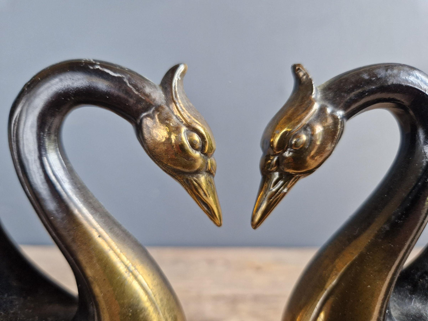 Pair of French Art deco bookends with swan decoration.