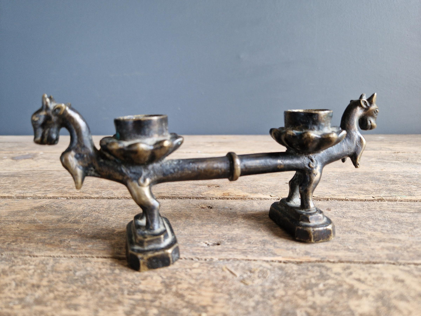 Antique bronze eastern candleholder Antique Dragon candle holder.
