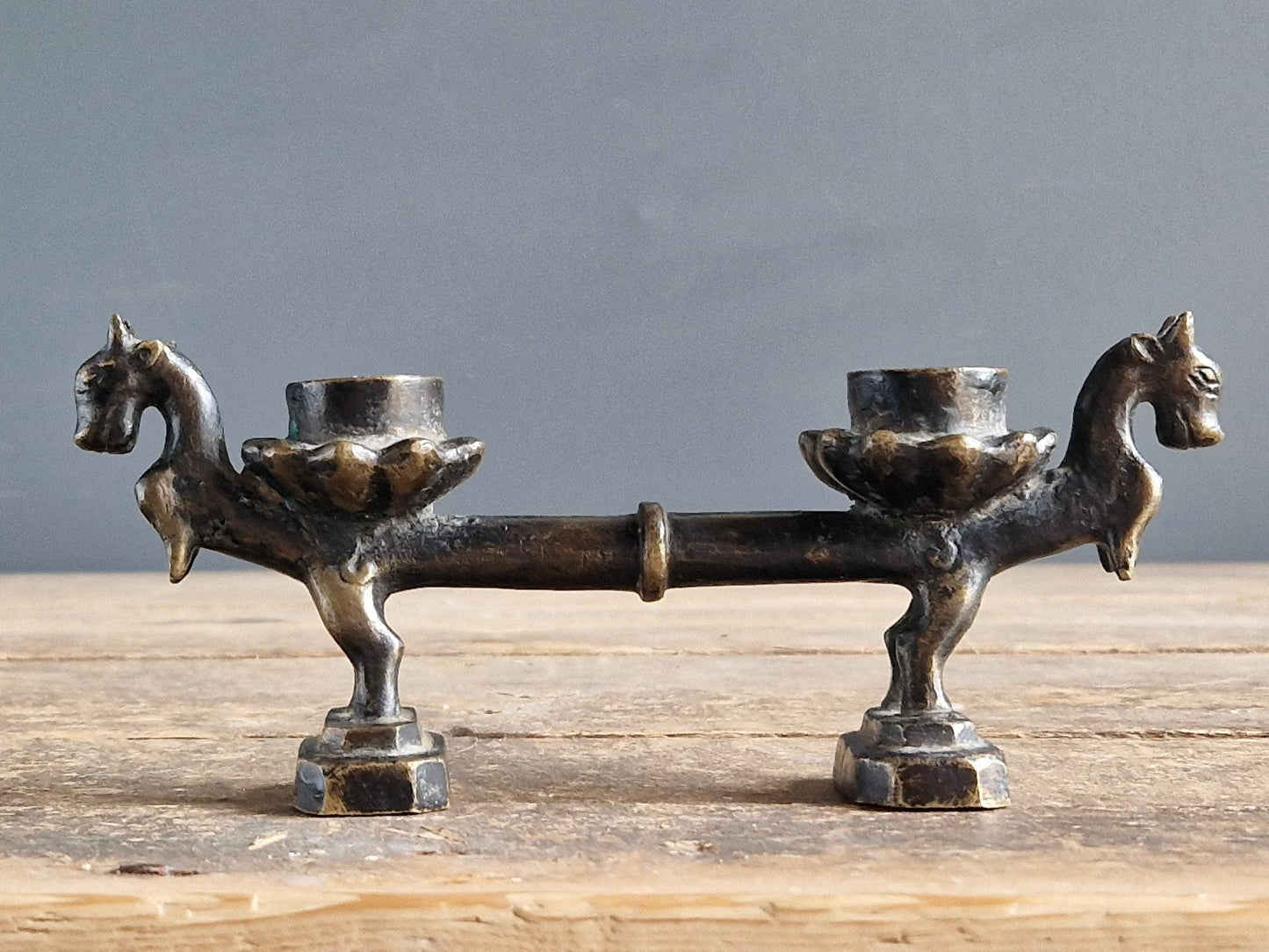 Antique bronze eastern candleholder Antique Dragon candle holder.