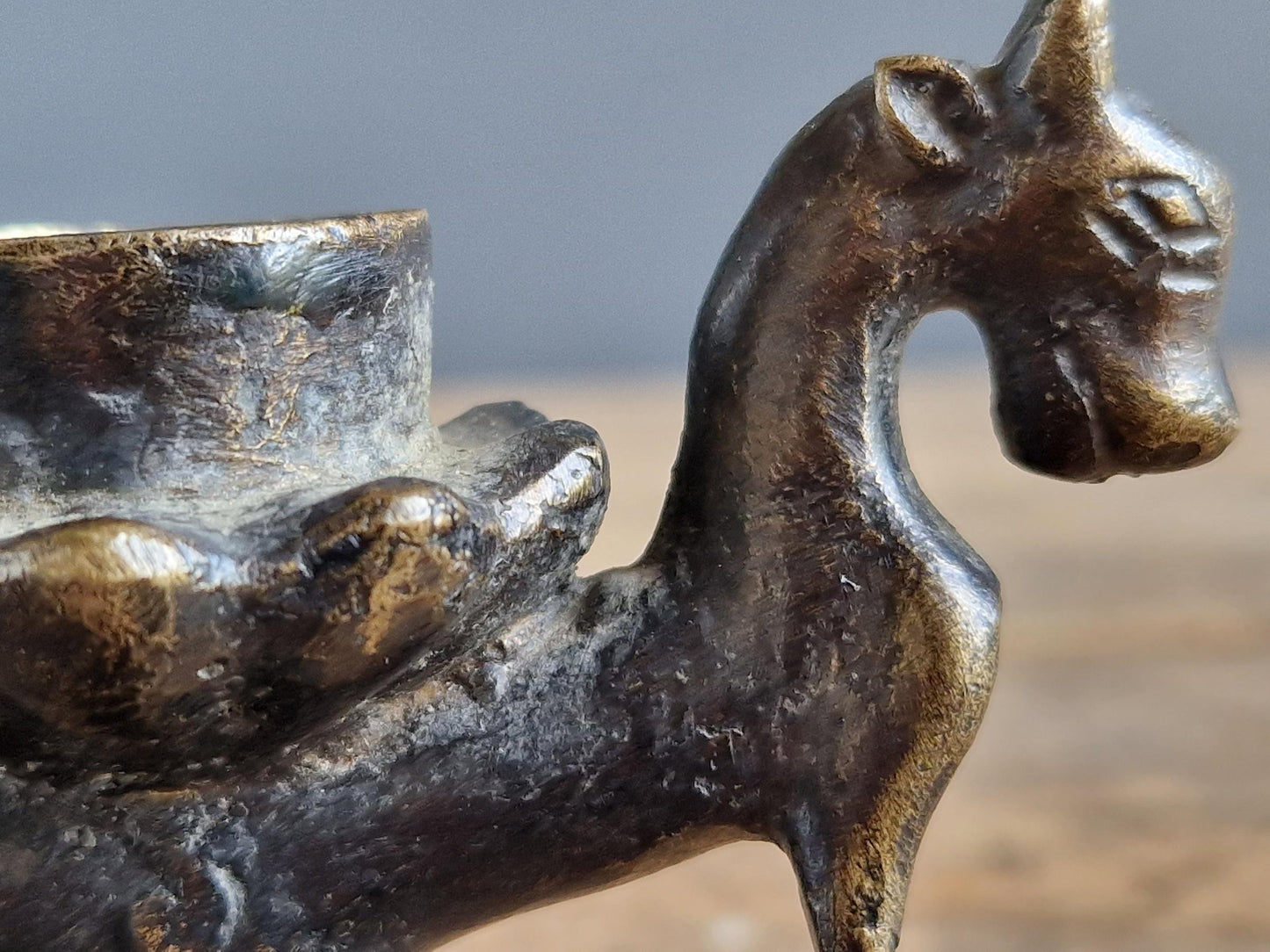 Antique bronze eastern candleholder Antique Dragon candle holder.