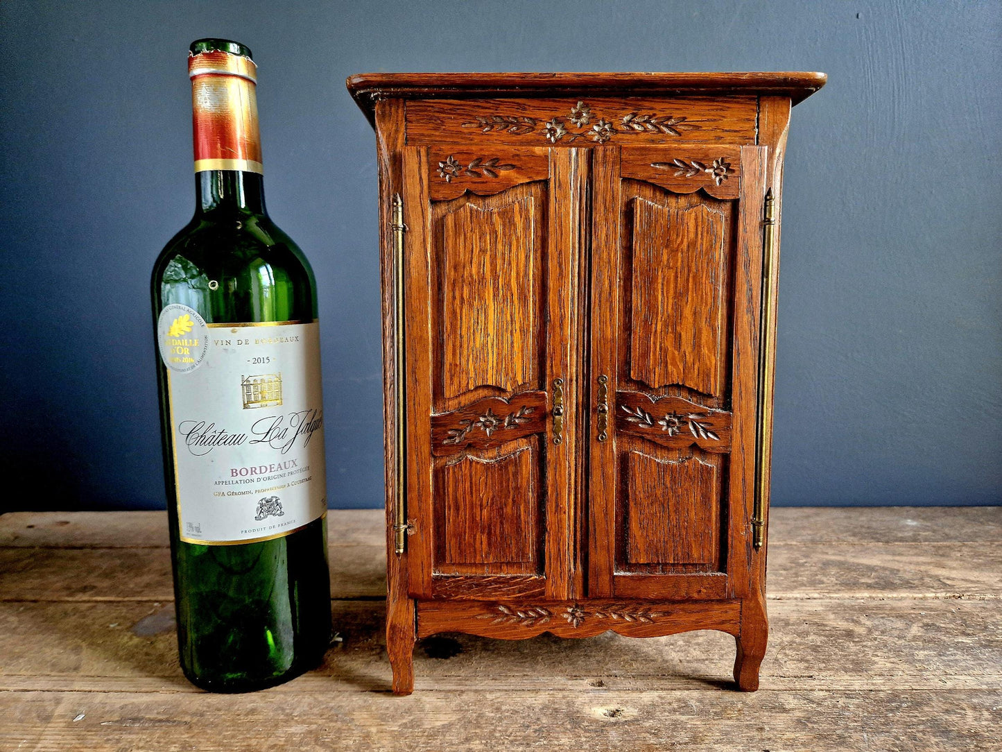 French small vintage wardrobe. Miniature armoire.