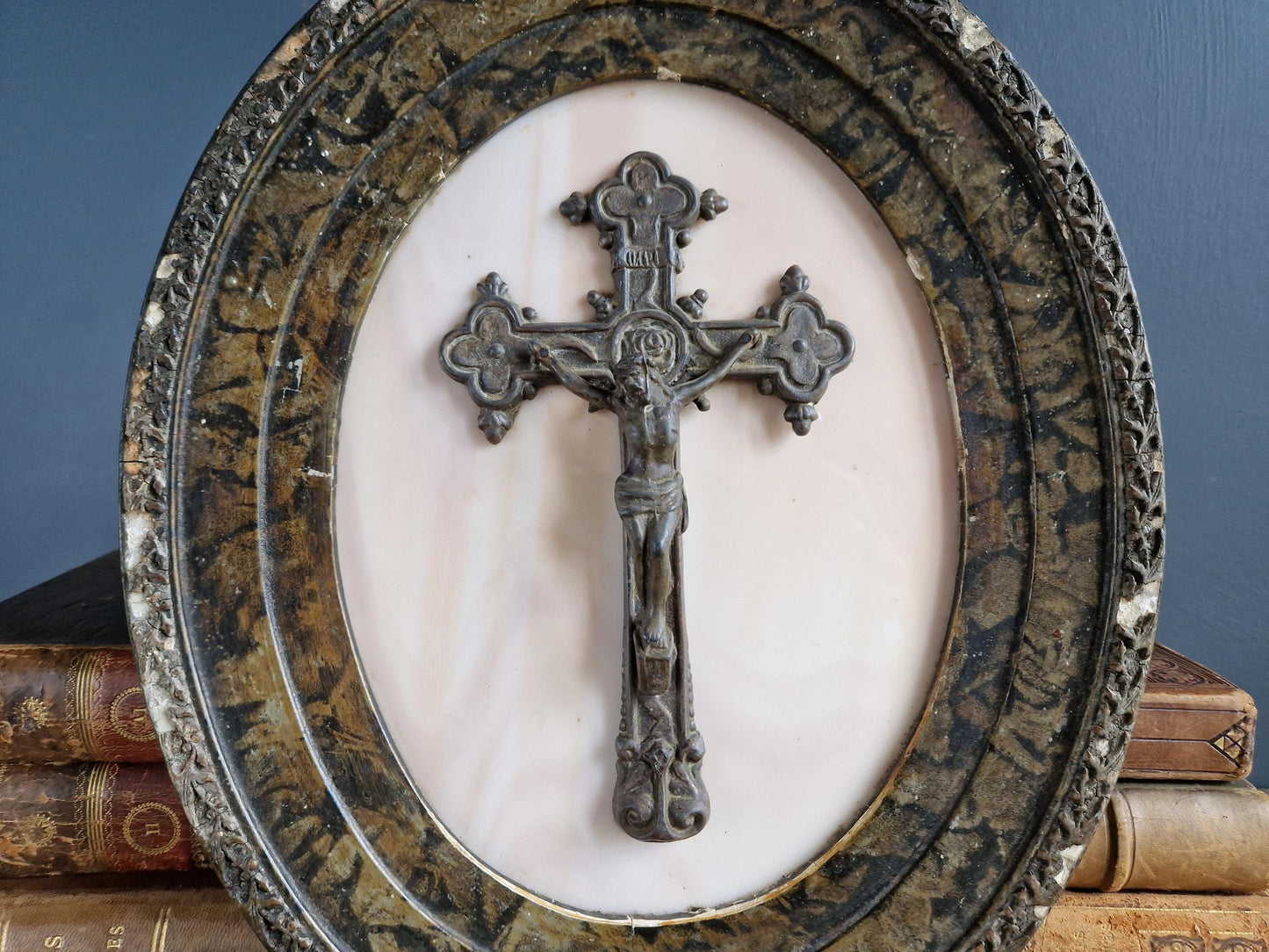 French Catholic antique crucifix Wall hanging.
