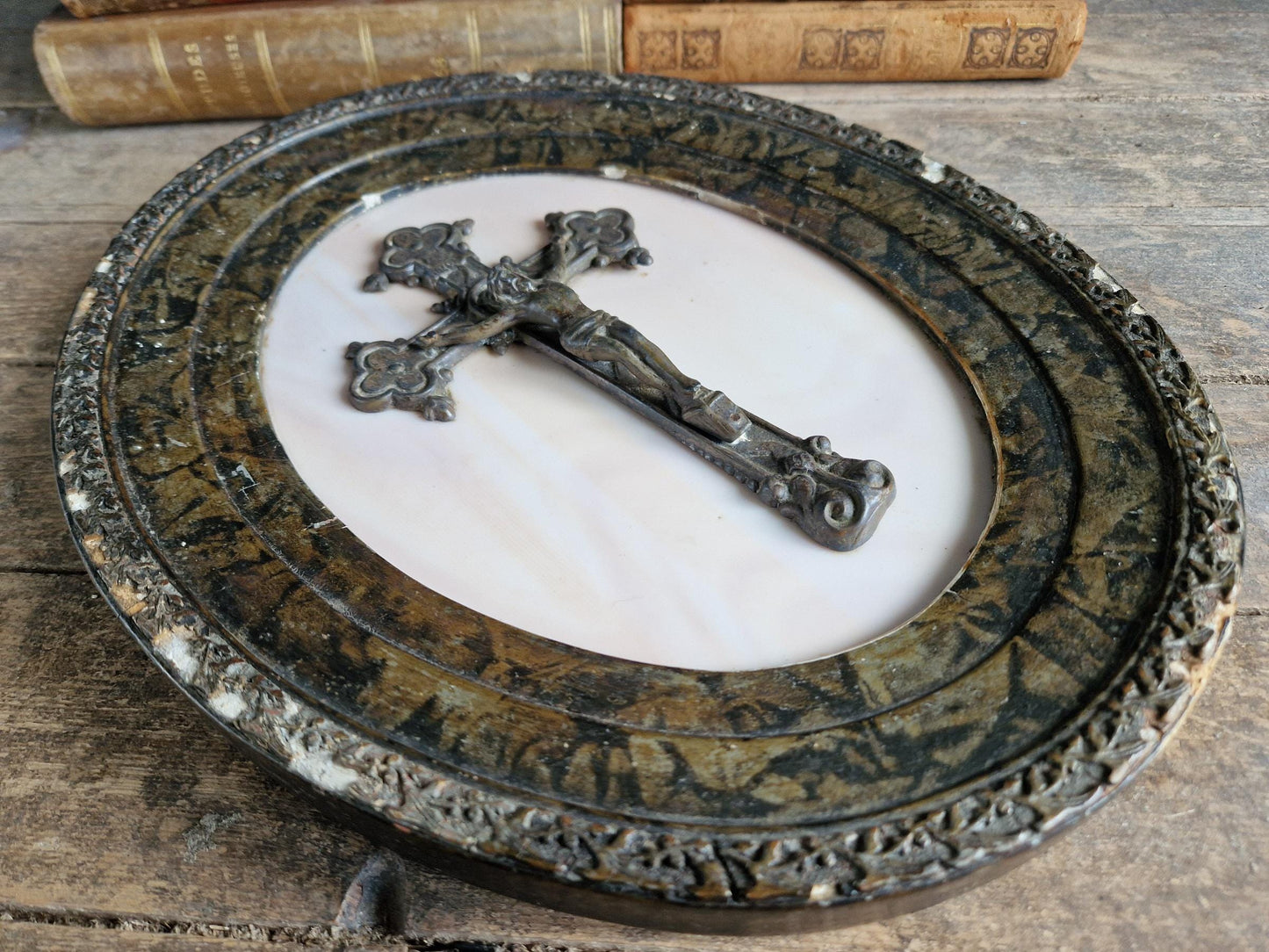 French Catholic antique crucifix Wall hanging.