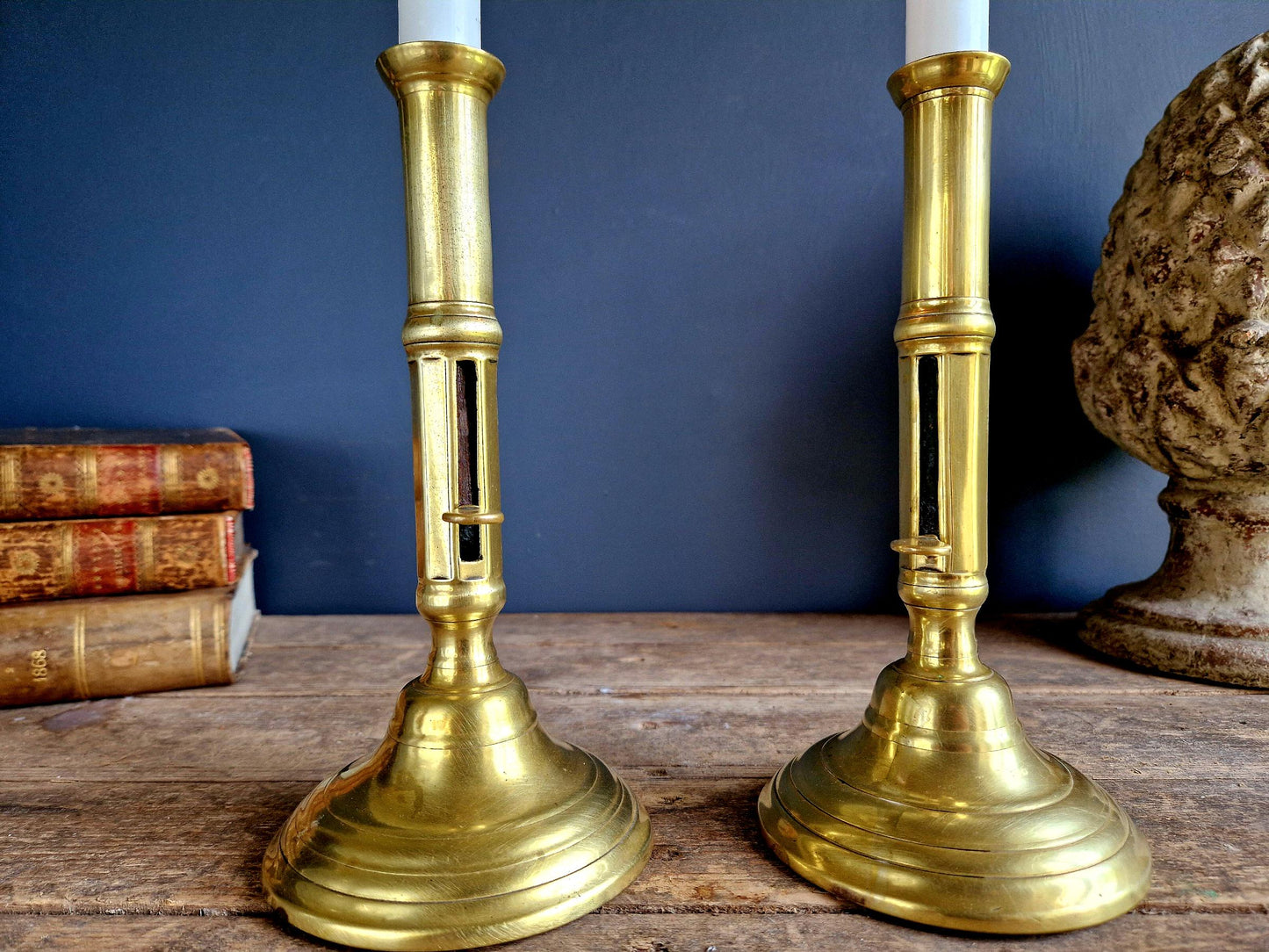French antique candlesticks Antique brass candle holders.