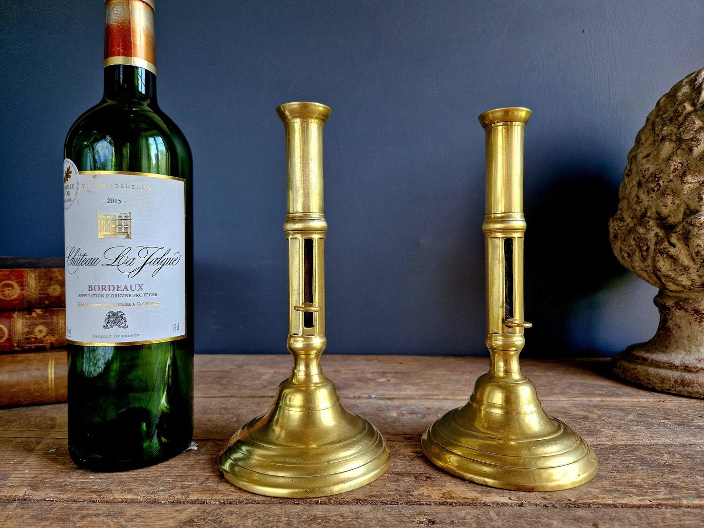 French antique candlesticks Antique brass candle holders.