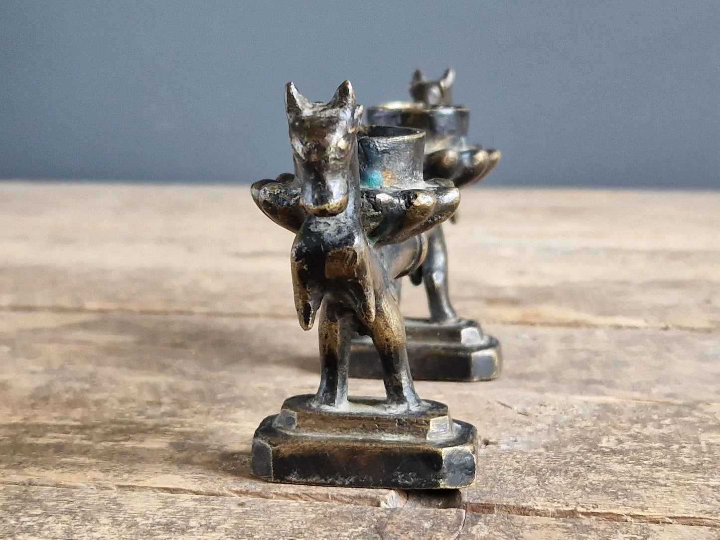 Antique bronze eastern candleholder Antique Dragon candle holder.