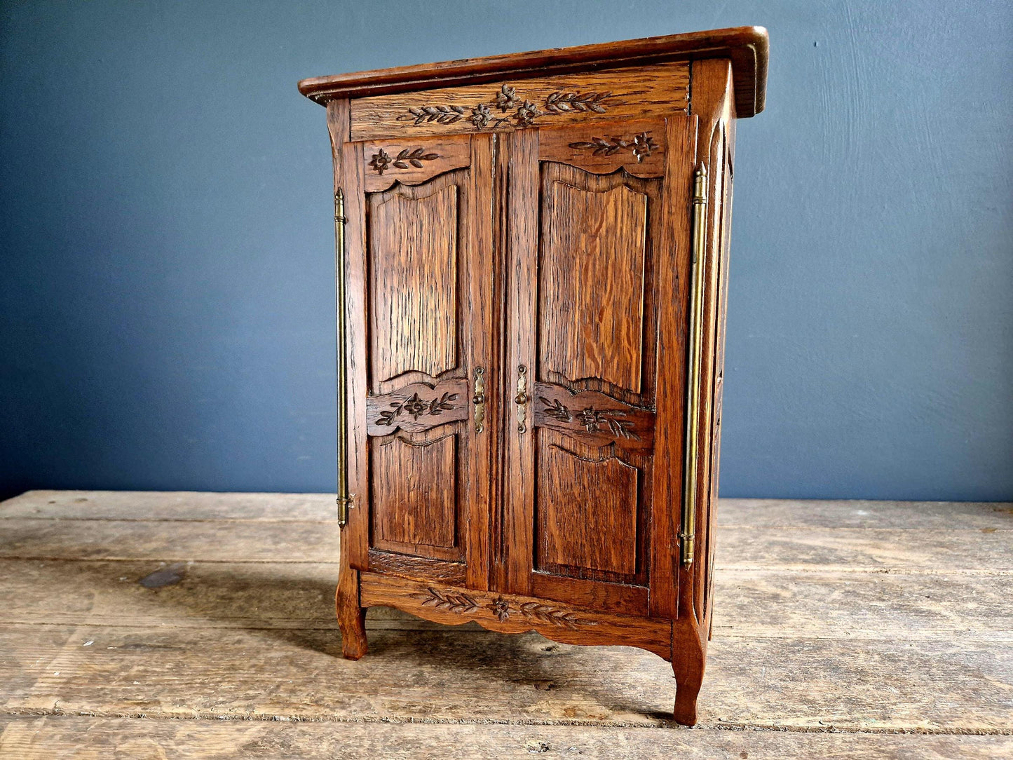 French small vintage wardrobe. Miniature armoire.
