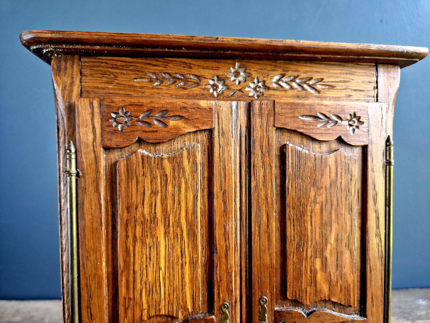French small vintage wardrobe. Miniature armoire.