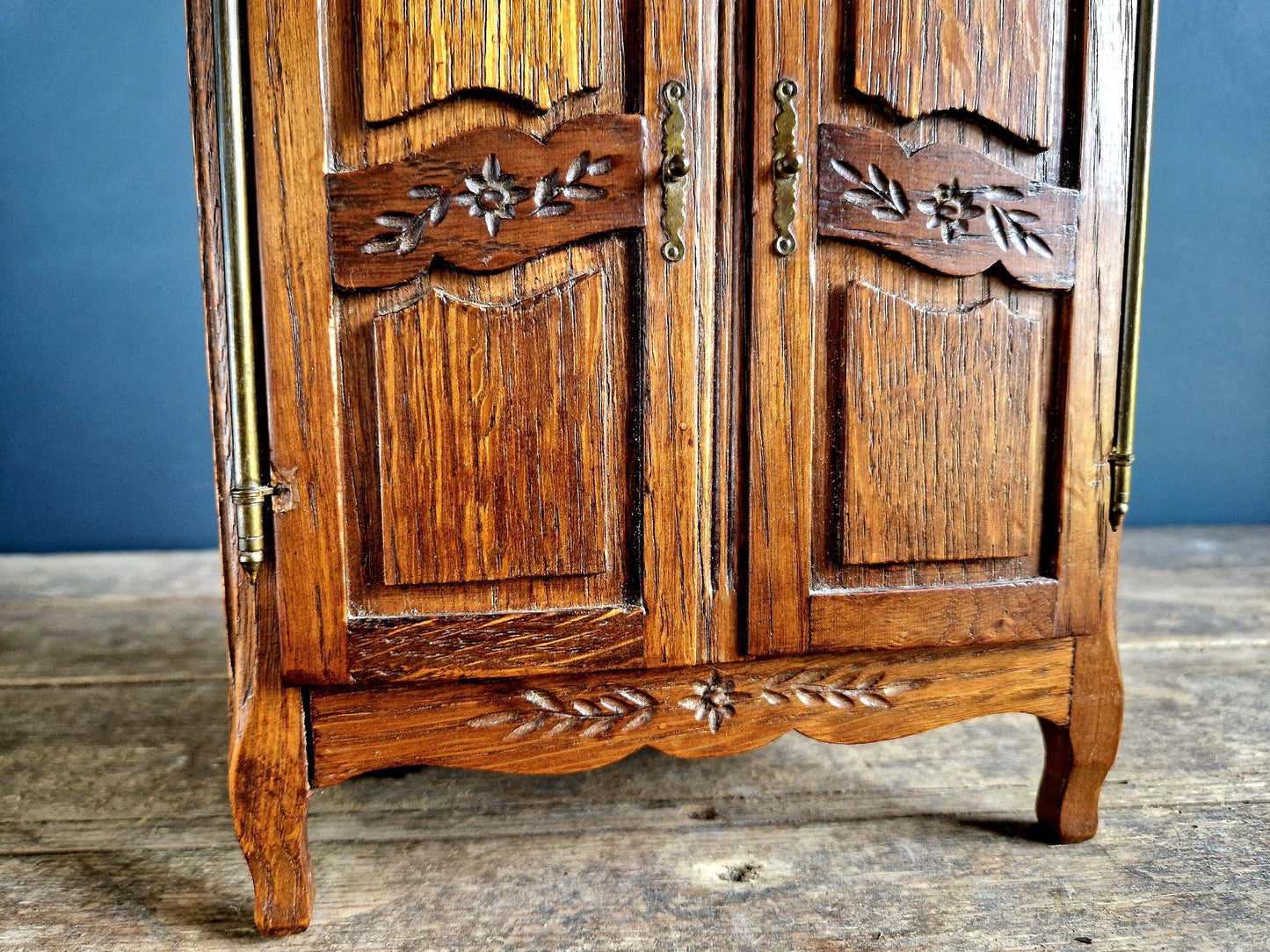 French small vintage wardrobe. Miniature armoire.
