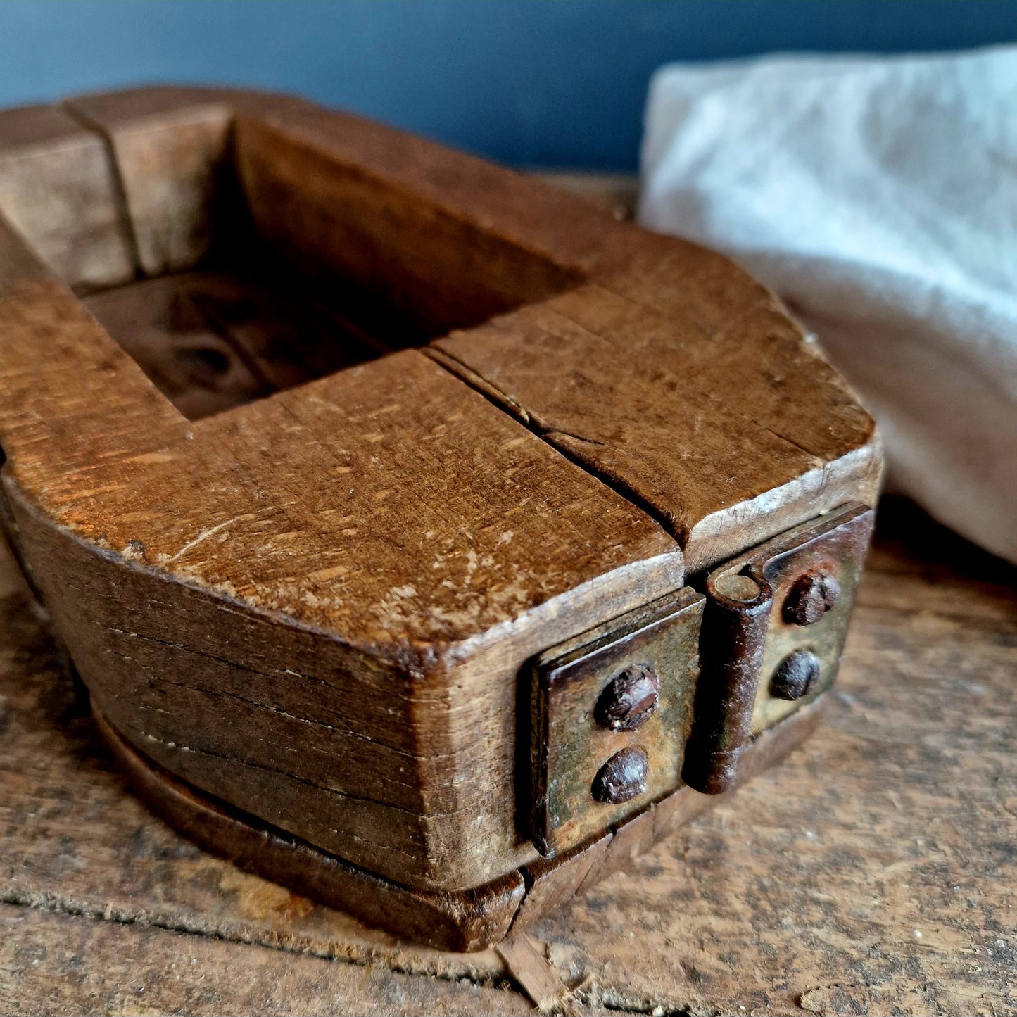 French antique butter mold. Antique wooden butter mold.