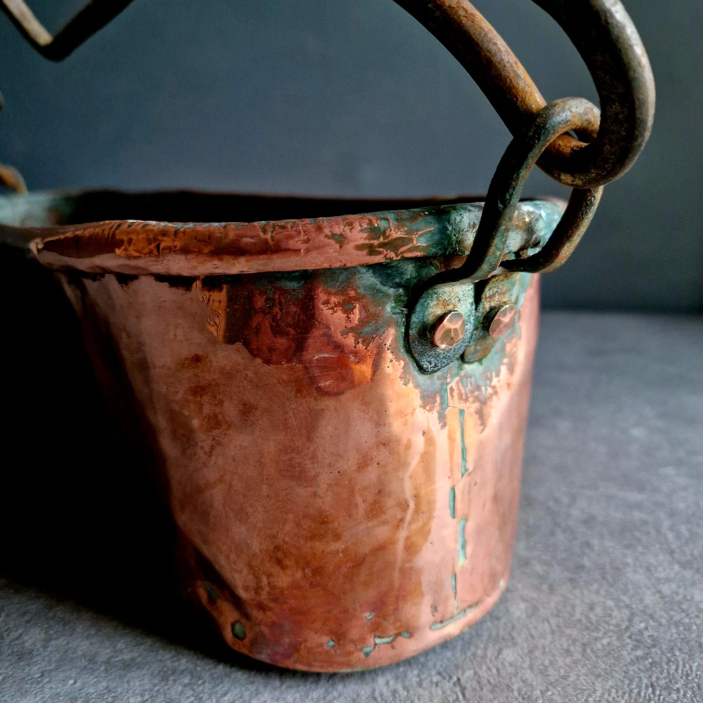 French antique copper fish kettle