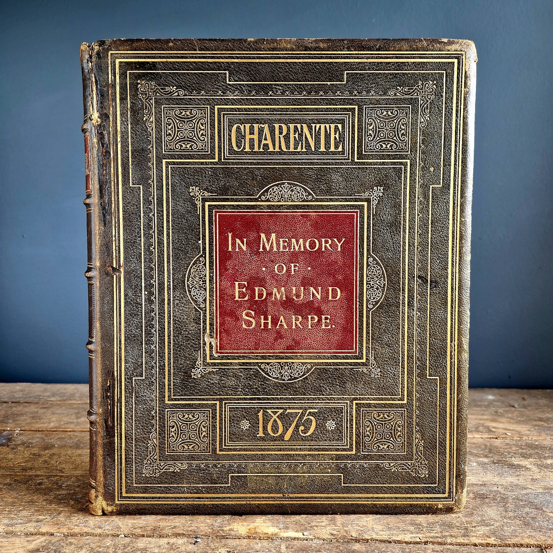 Large Victorian book, leather bound book on architecture and Mr. Edmond Sharpe.