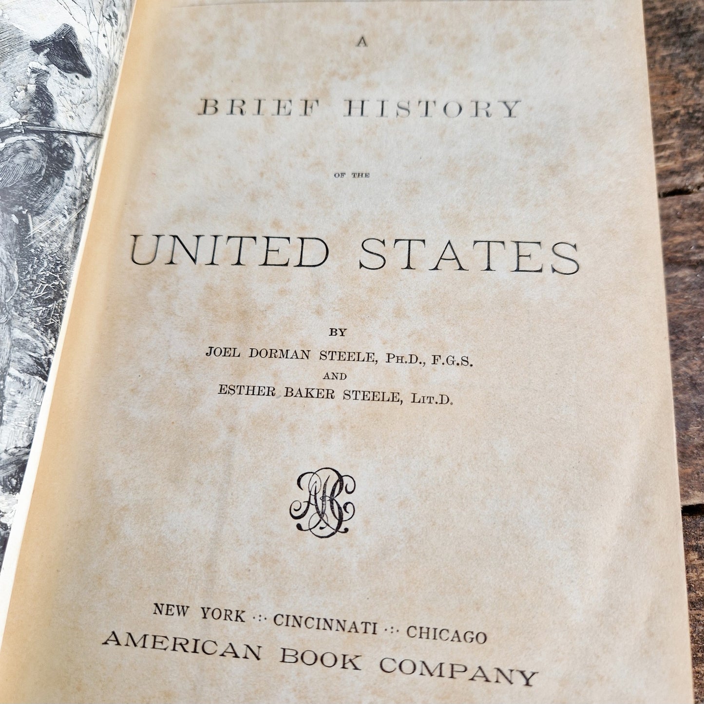 Antique American book. A brief history of the United States.