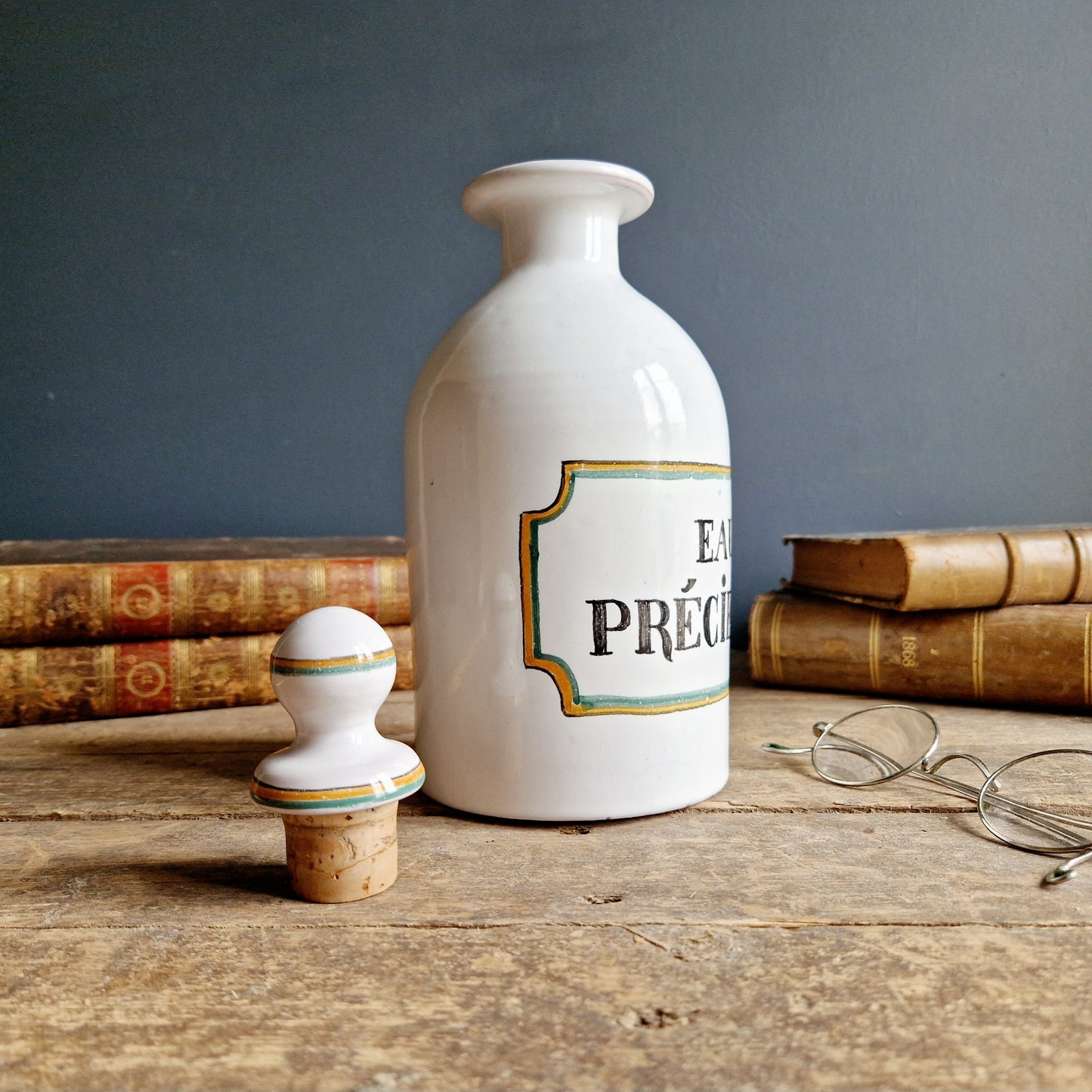 French vintage apothecary jar. Apothecary pot.