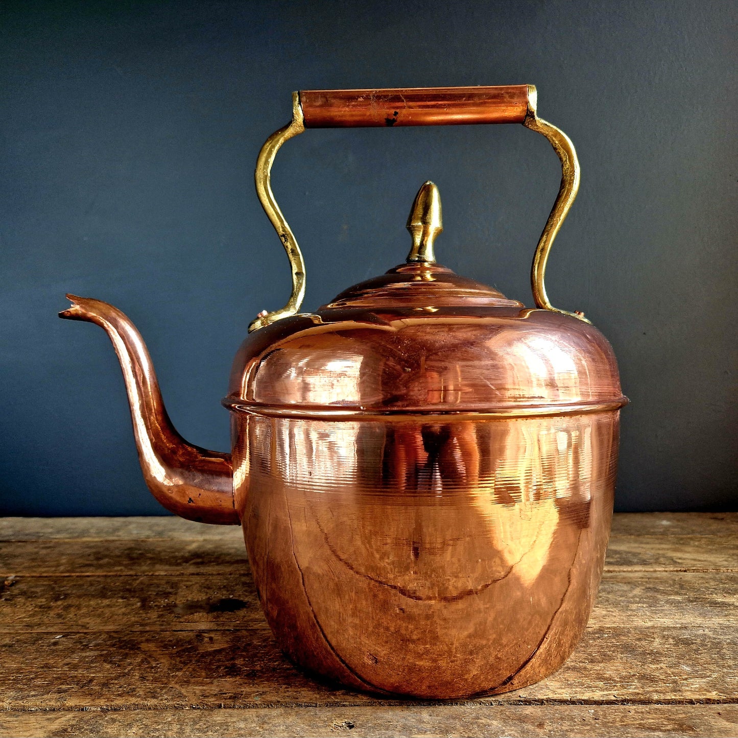 French vintage copper kettle. Farmhouse copper kettle.