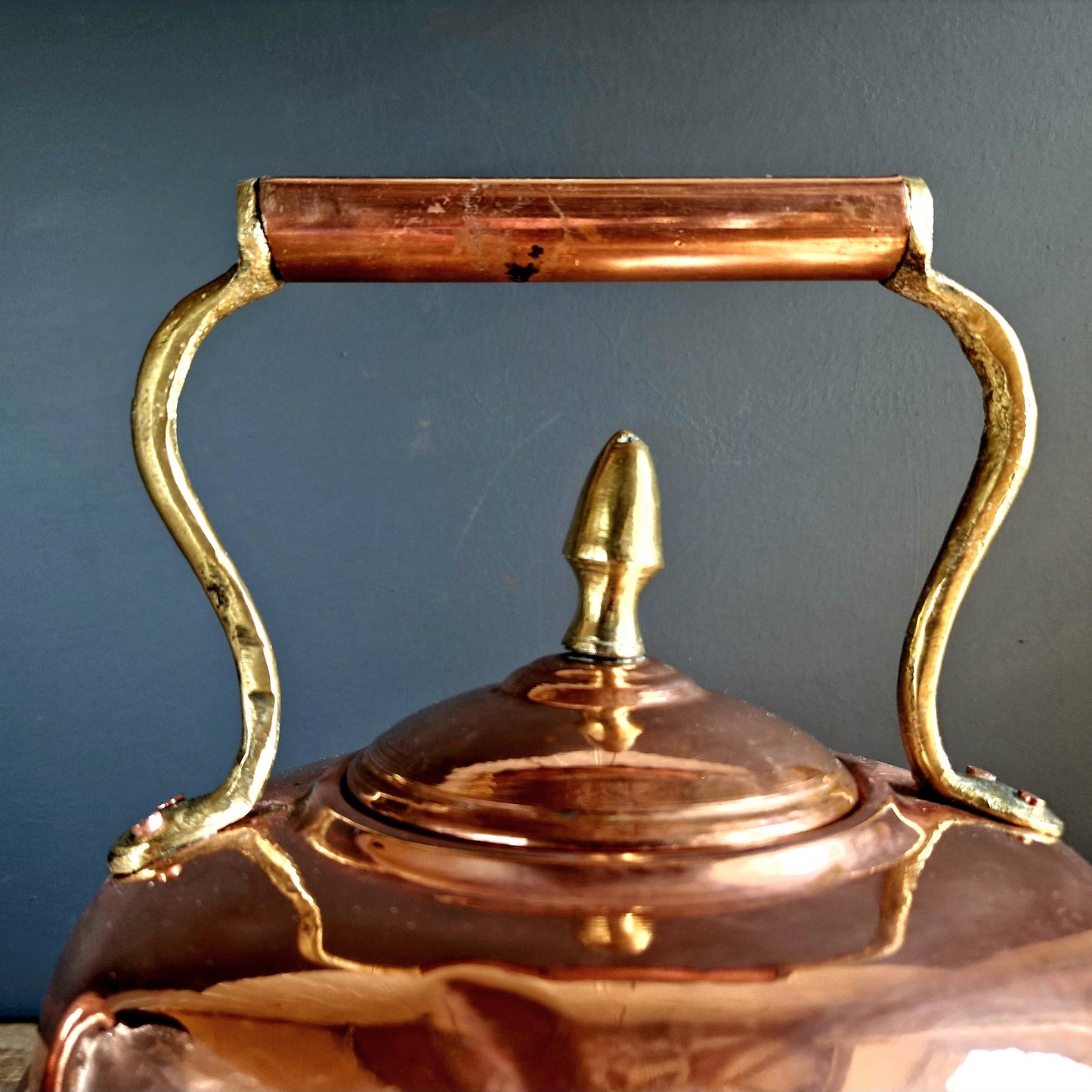 French vintage copper kettle. Farmhouse copper kettle.