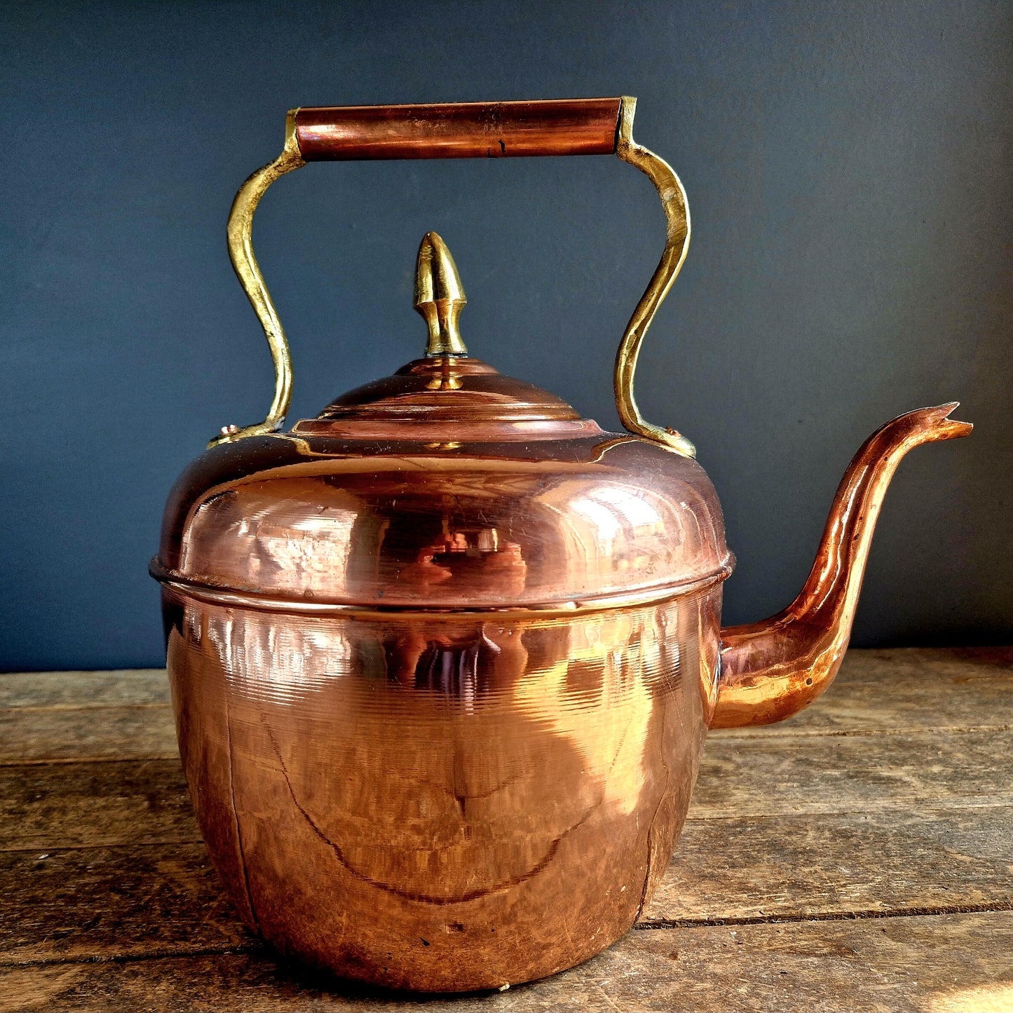 French vintage copper kettle. Farmhouse copper kettle.