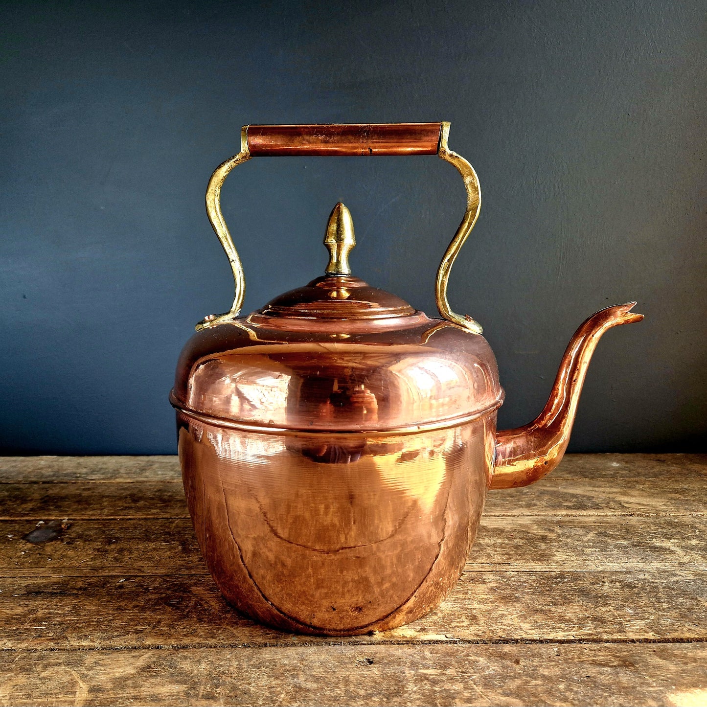 French vintage copper kettle. Farmhouse copper kettle.