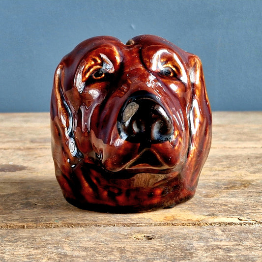 French antique dogs head moneybox.