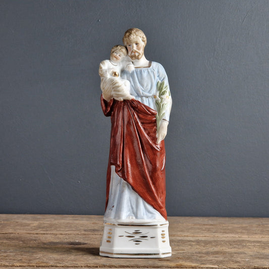 French antique Saint Antoine statue. French religious statue.