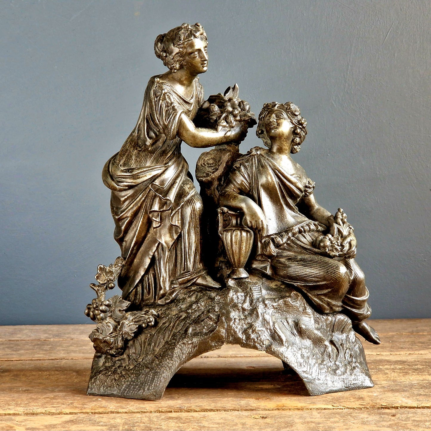 French antique statue in spelter. French classical statue.