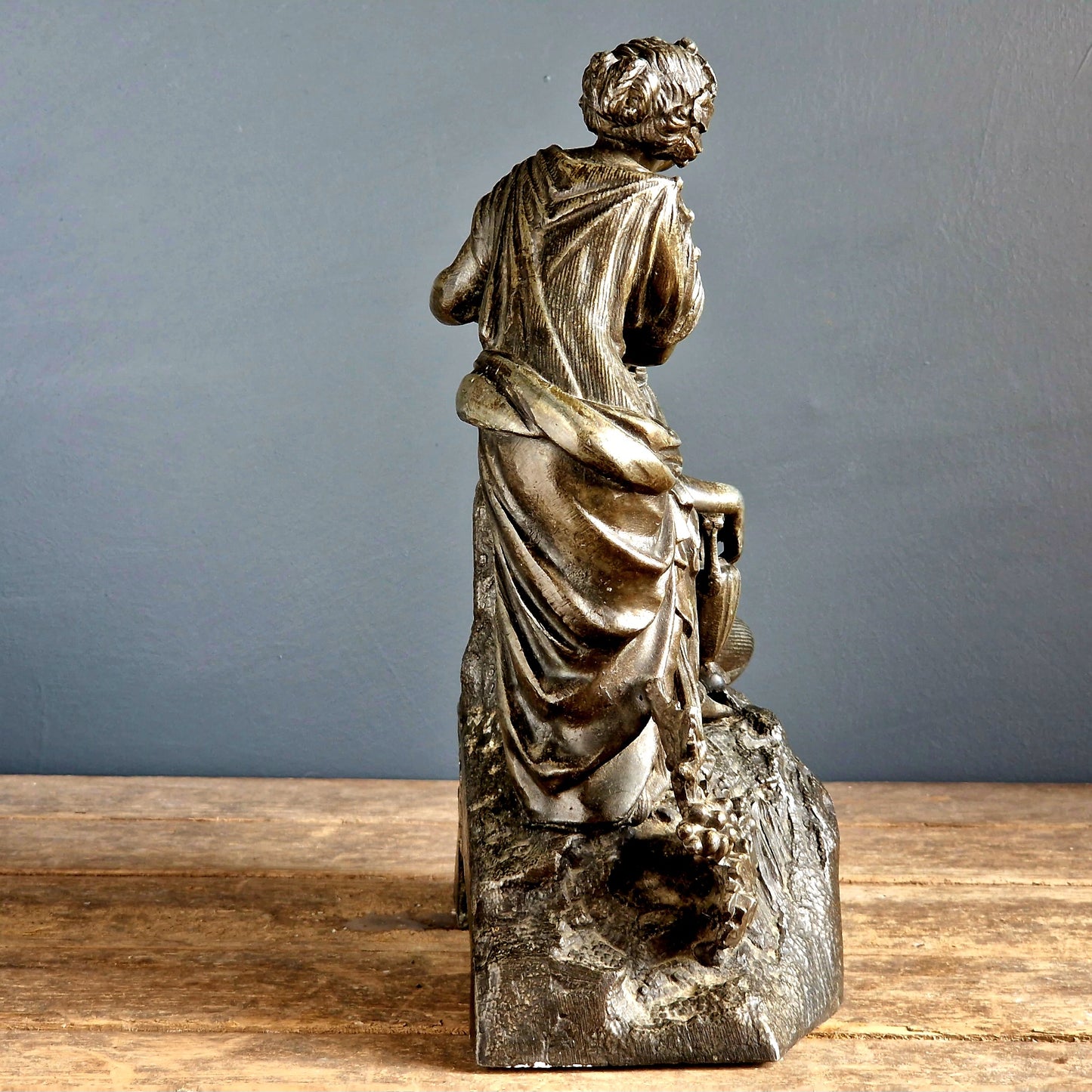 French antique statue in spelter. French classical statue.