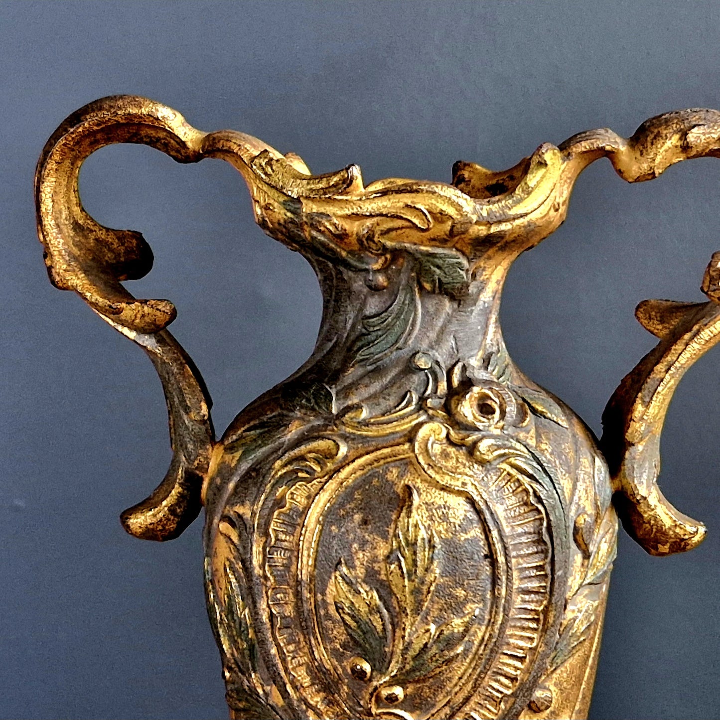 French antique ornate spelter vases.