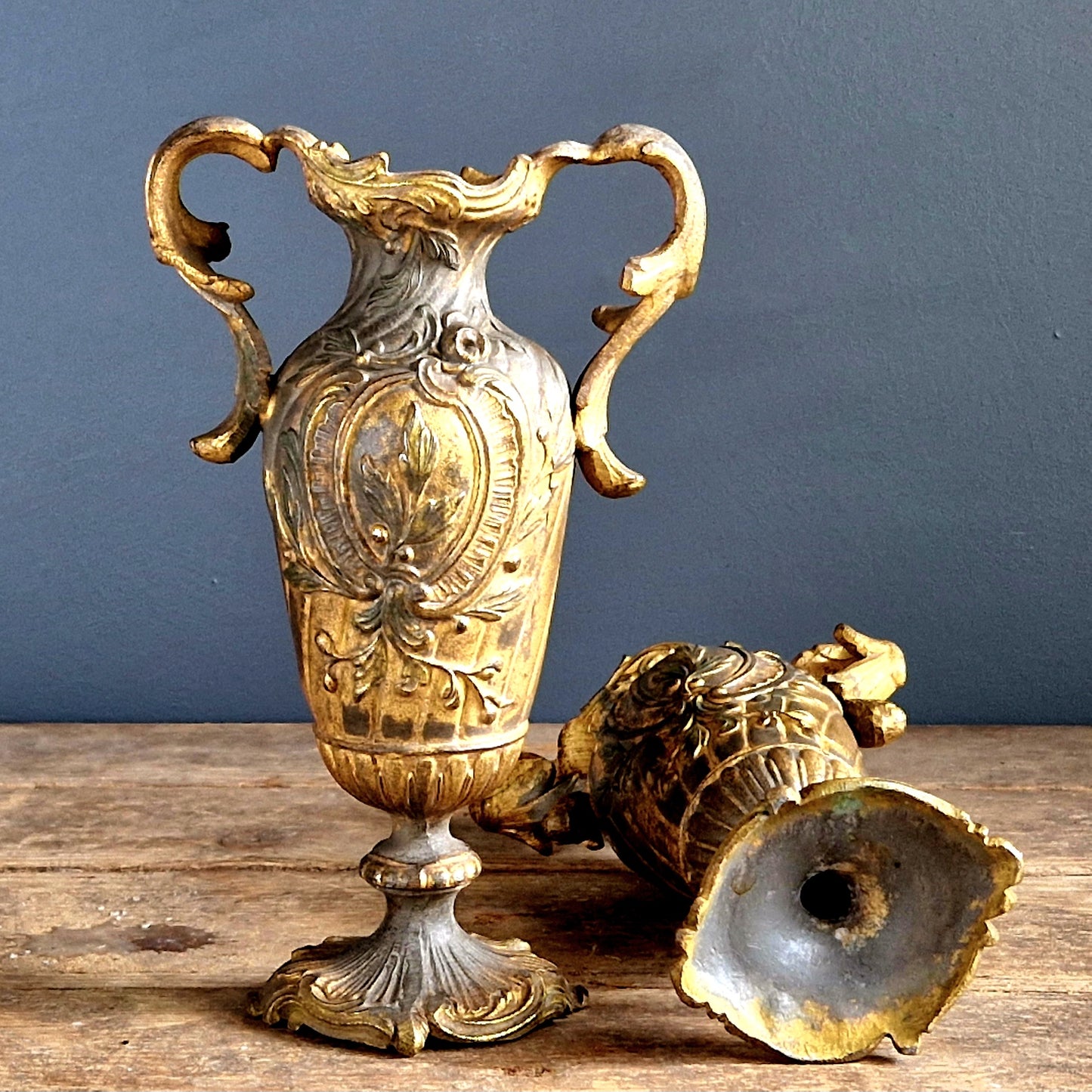 French antique ornate spelter vases.