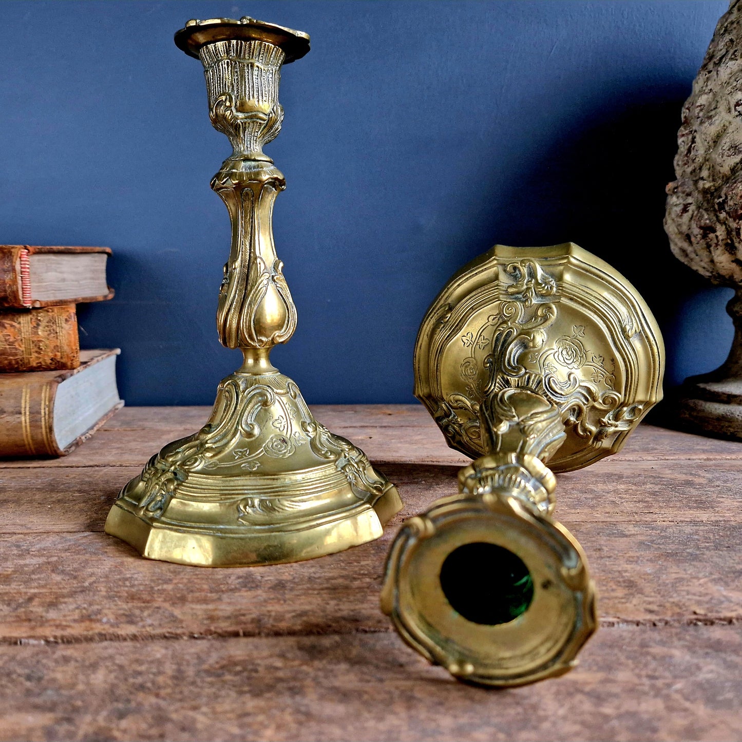 French antique bronze Louis XV style nineteenth century candlesticks