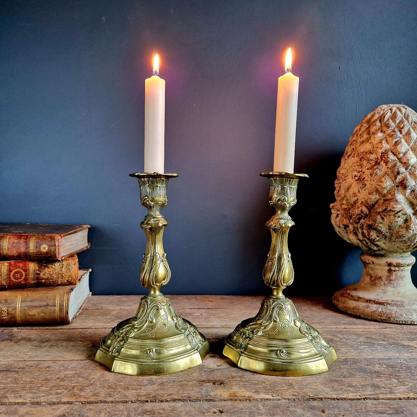 French antique bronze Louis XV style nineteenth century candlesticks