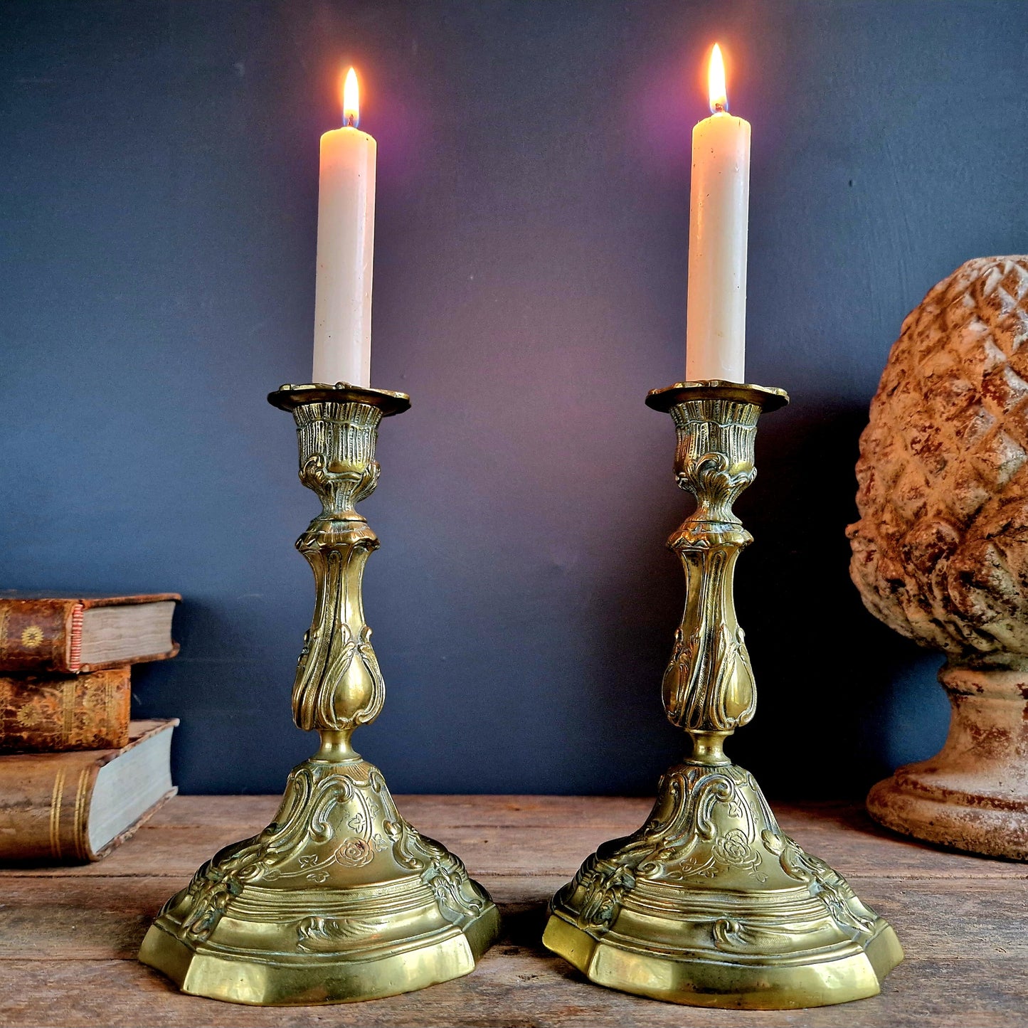 French antique bronze Louis XV style nineteenth century candlesticks