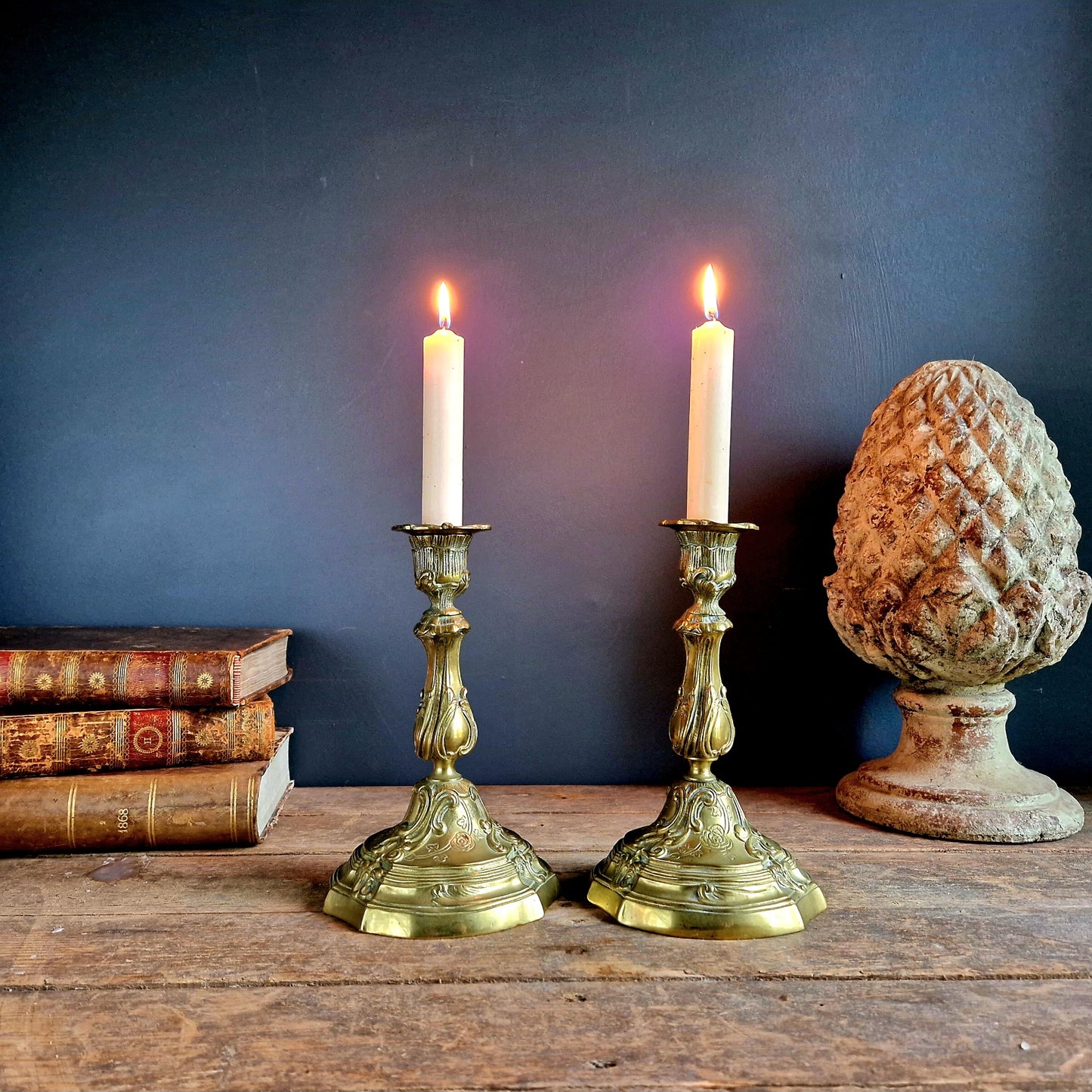 French antique bronze Louis XV style nineteenth century candlesticks