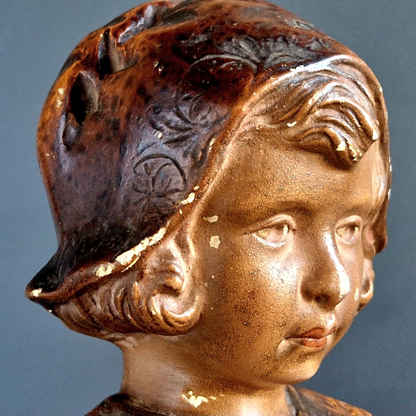 French bust of girl. Art Deco style bust.