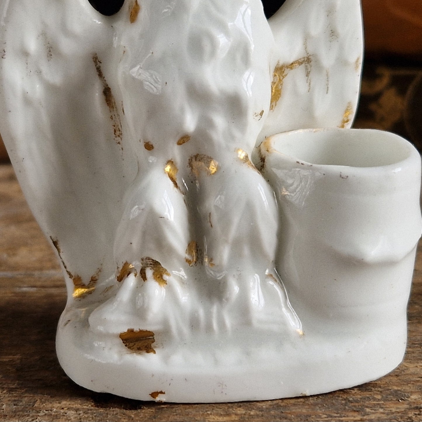 French antique porcelain eagle inkwell.