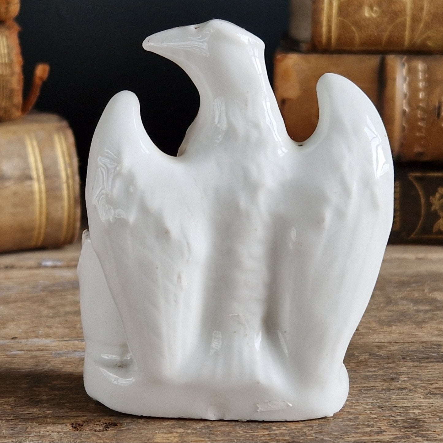 French antique porcelain eagle inkwell.