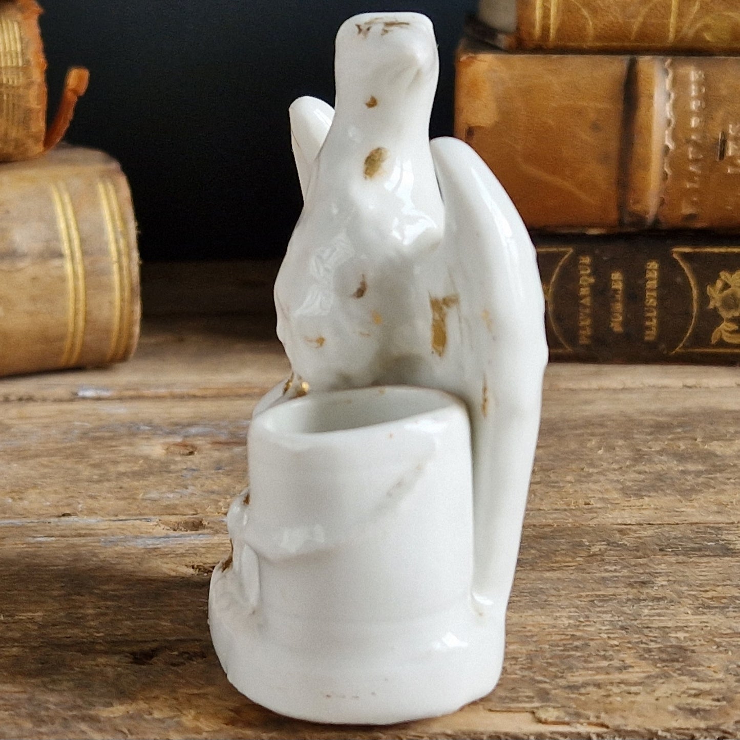 French antique porcelain eagle inkwell.