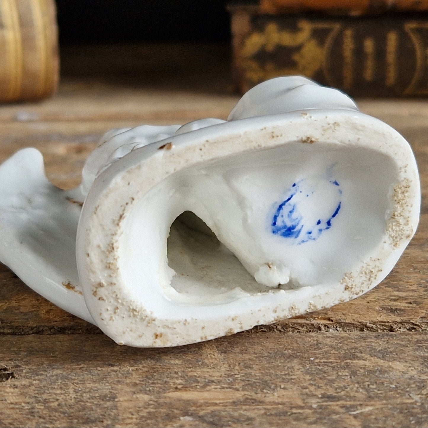 French antique porcelain eagle inkwell.