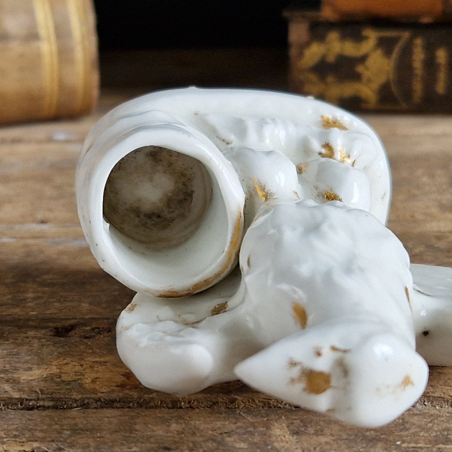 French antique porcelain eagle inkwell.