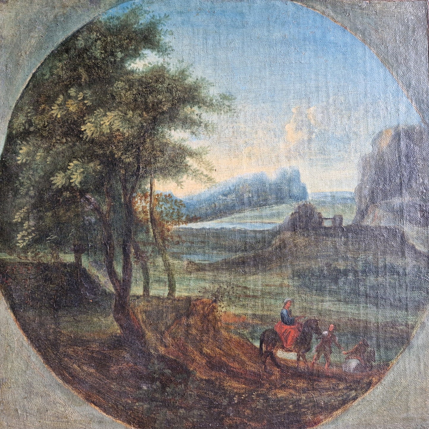 French antique 18th century oil painting.
