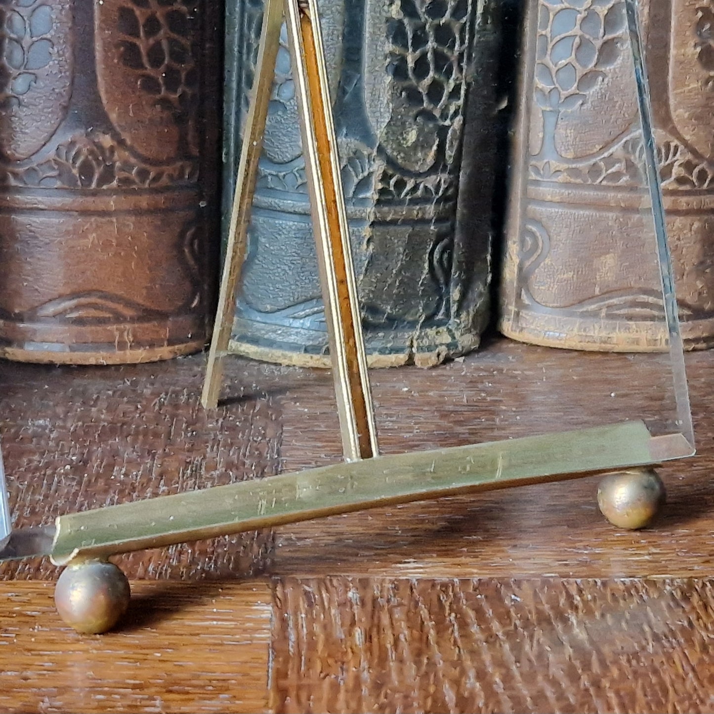 French antique glass frame with ribbon decoration top.