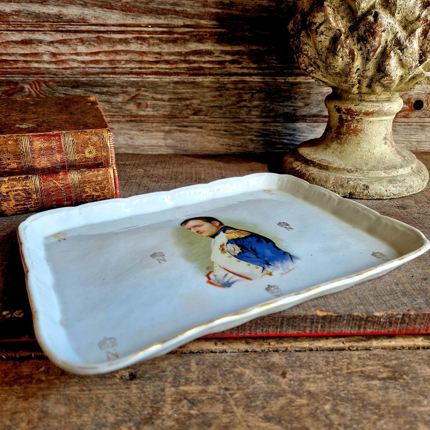 French antique Napoleon Bonaparte porcelain dish.