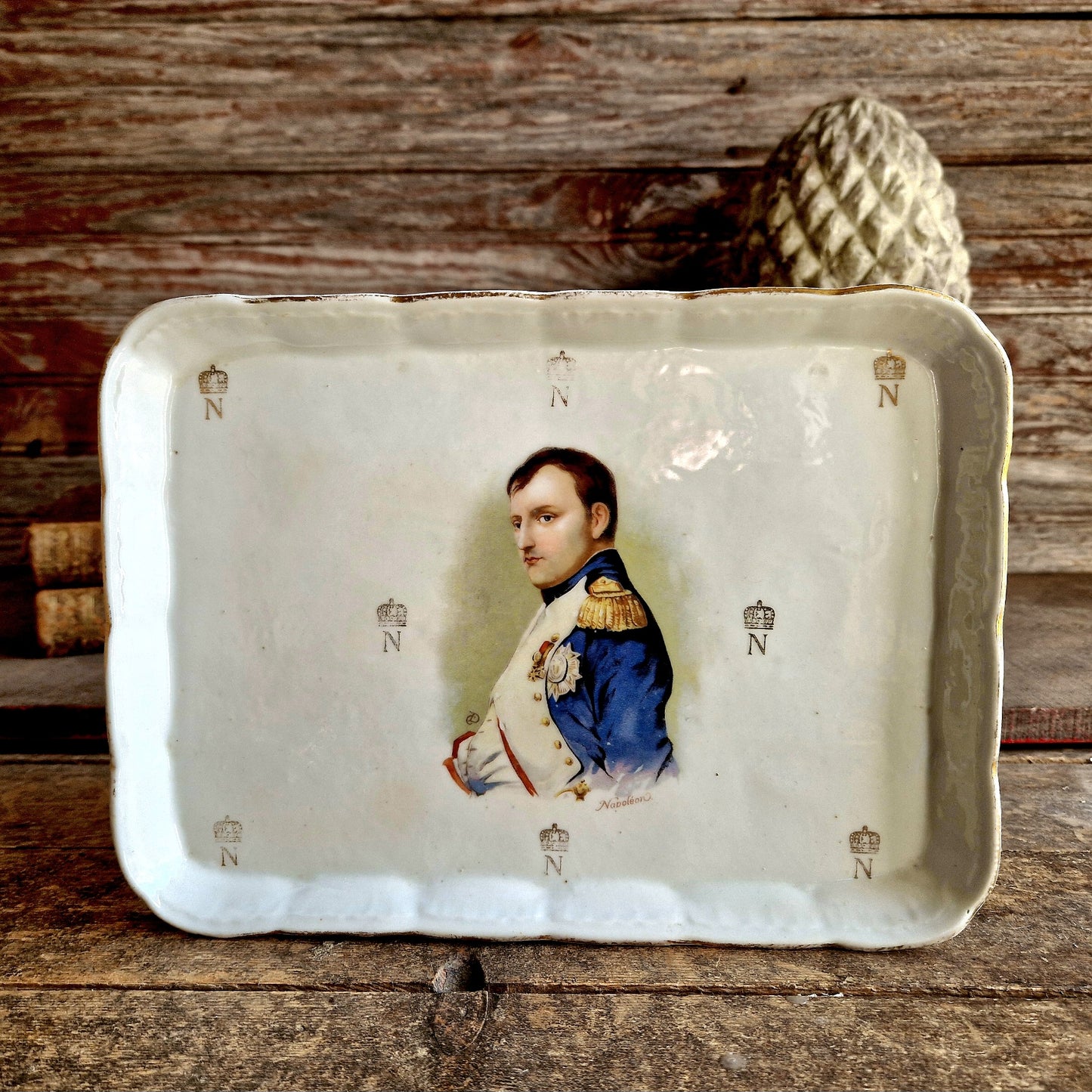 French antique Napoleon Bonaparte porcelain dish.