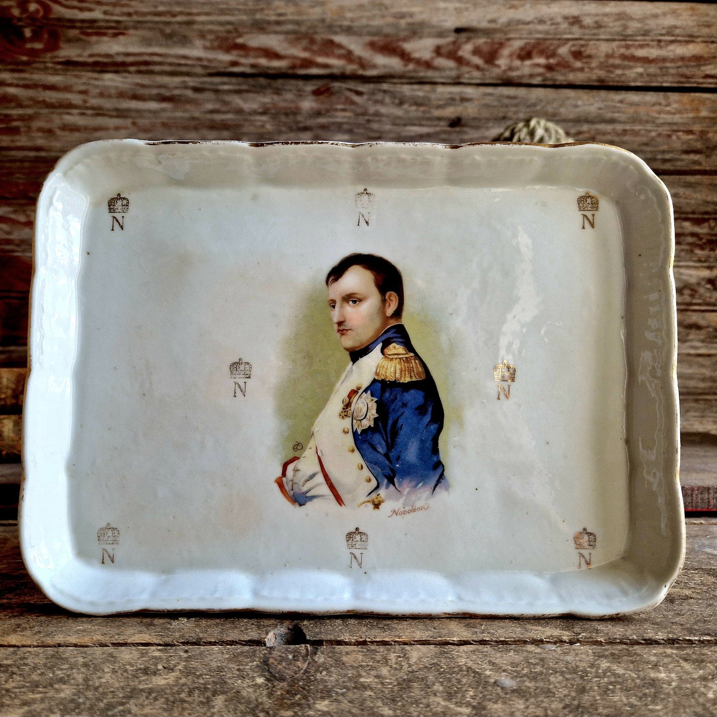 French antique Napoleon Bonaparte porcelain dish.