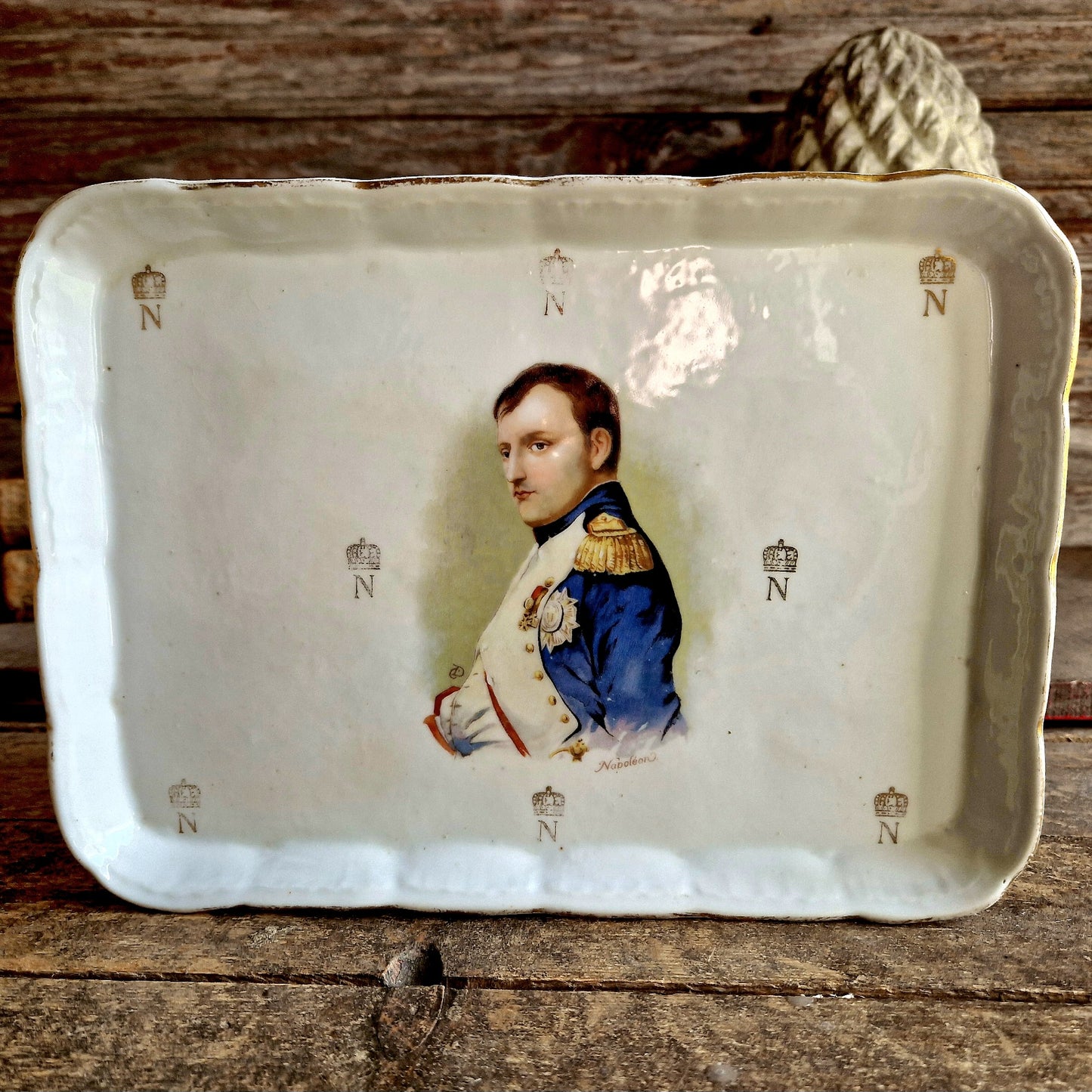 French antique Napoleon Bonaparte porcelain dish.