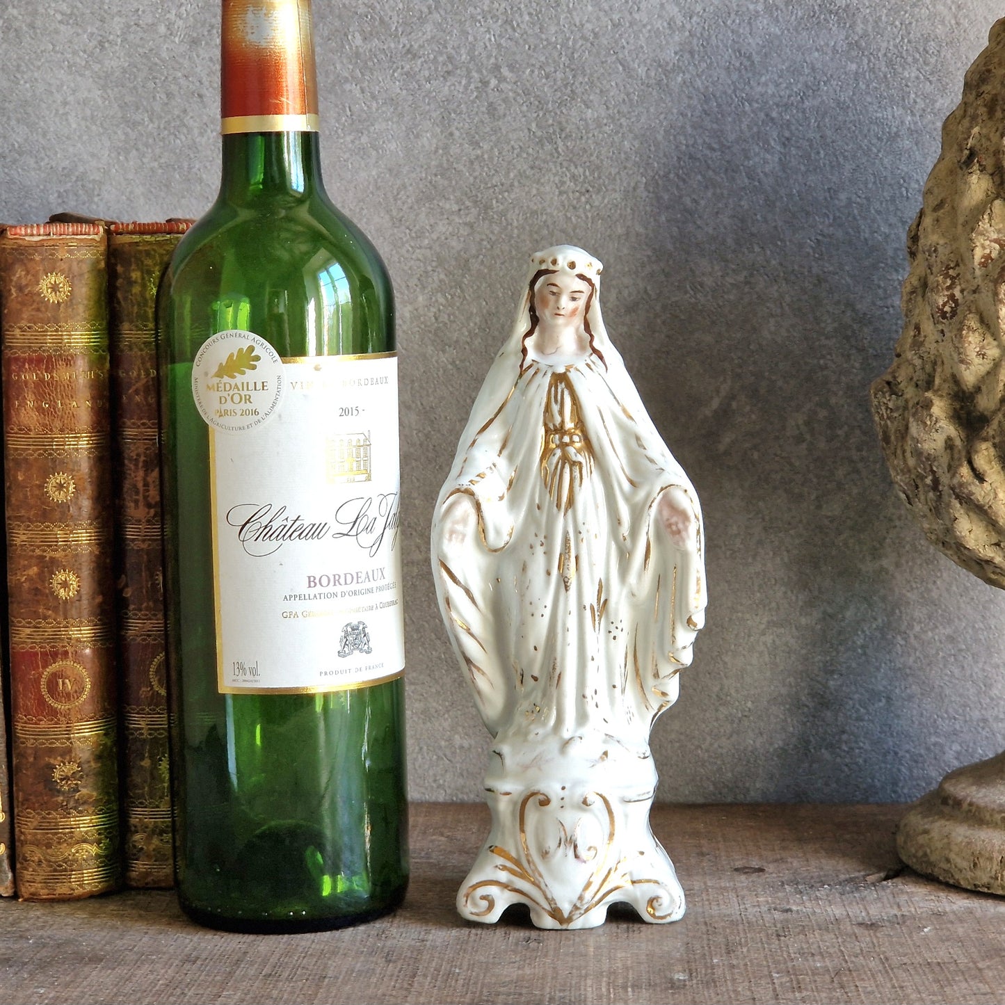 French Paris porcelain Madonna statue. Virgin Mary statue.